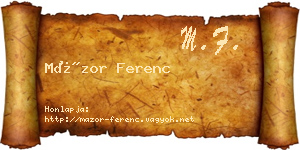 Mázor Ferenc névjegykártya
